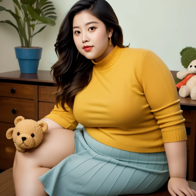 a 10 year old obese girl, chubby cheeks, round face, double chin, thick arms and legs, wearing a , sitting on sofa , realistic, detailed, highly detailed, intricate details, photorealistic, 8k, dramatic shadows, dark moddy collors