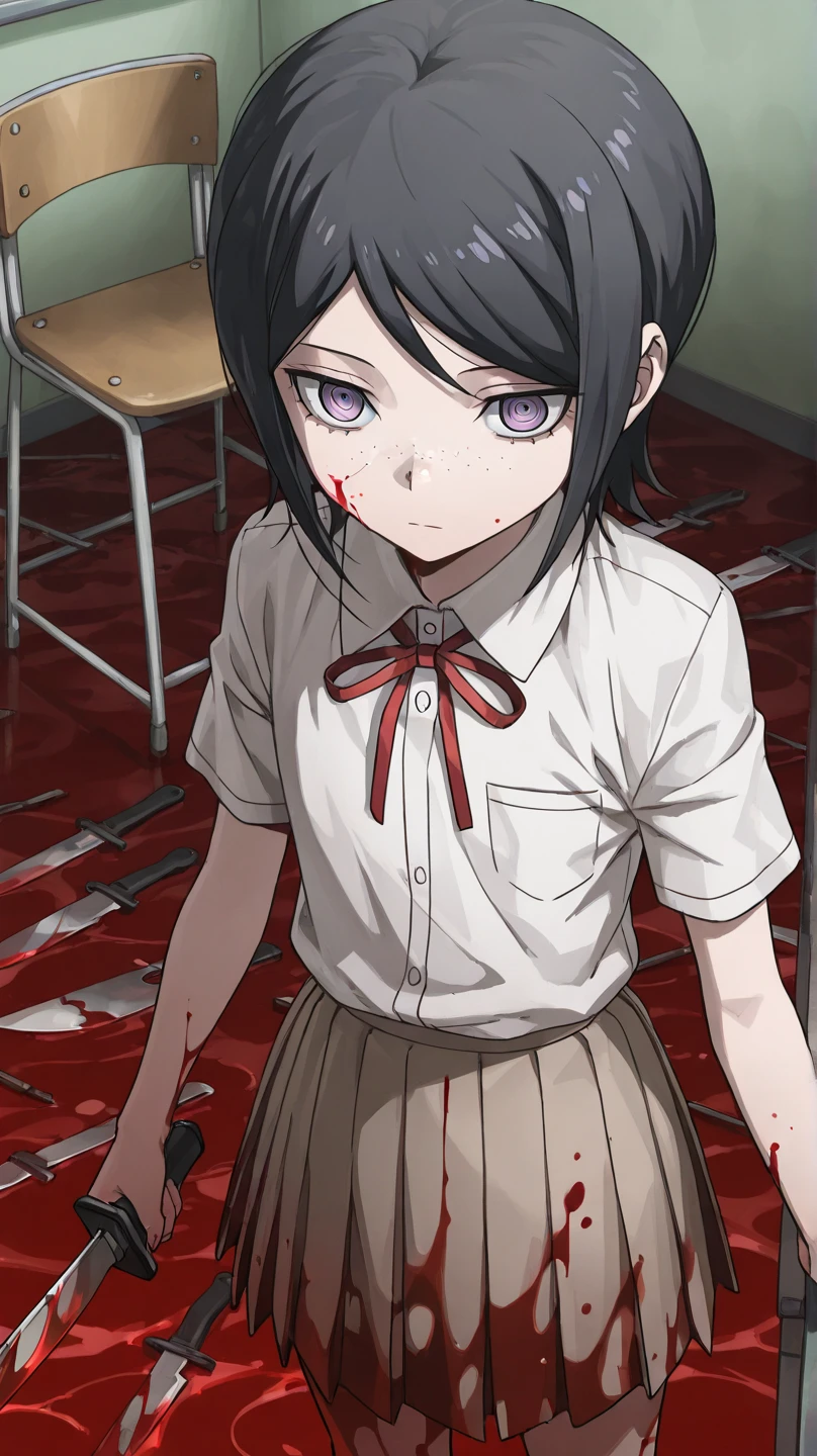 source_anime, score_9, score_8_up, score_7_up, score_6_up, 1girl,black hair, grey eyes, burn scar, scar, dress, cute (((Ultra-HD-quality-details)))