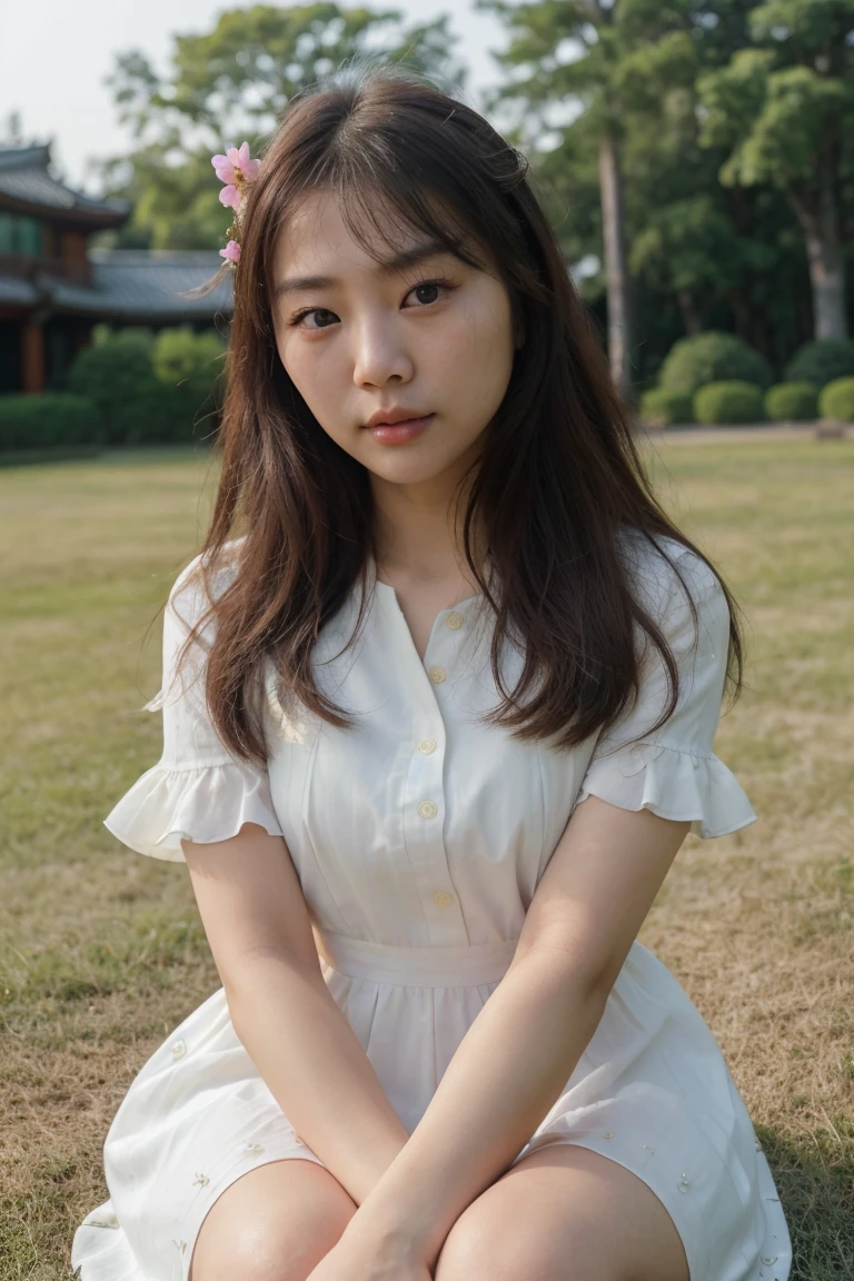 ((from below:1.5)), ((whole body:1.5)), (ultra detailed), (masterpiece), (best quality), Highest quality, Realistic, Surreal, Highest quality, Extremely detailed CG, Very delicate and beautiful, 8k wallpaper, High resolution, 1 Girl, 38歳の日本people女性, (small eyes:1.5), ((Two very small moles on my right cheek:1.5)), (Skin dents), Medium Chest, (Professional Lighting), (On University Campus), people々, Long Hair, (bangs:1.5), ((blouse:1.5)), (I wore it:0.8), Nice, bloom, Floating Hair, (Dynamic pose:0.6), BREAK 夜, bench, Sitting, Spread your legs, (Shy Smile:1.2), Thin lips, slim, (Highly detailed face), (Highly detailed facial expressions), (Face the front completely:1.5), ((Looking into the camera:1.5)), Slender body, Large file size,