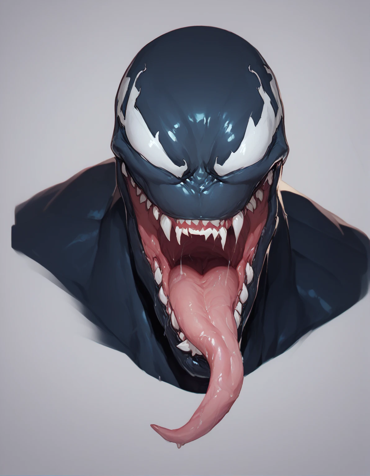 Sexy muscular Venom. detailed mouth and tongue. Close up of mouth and throat and esophagus.

.,
