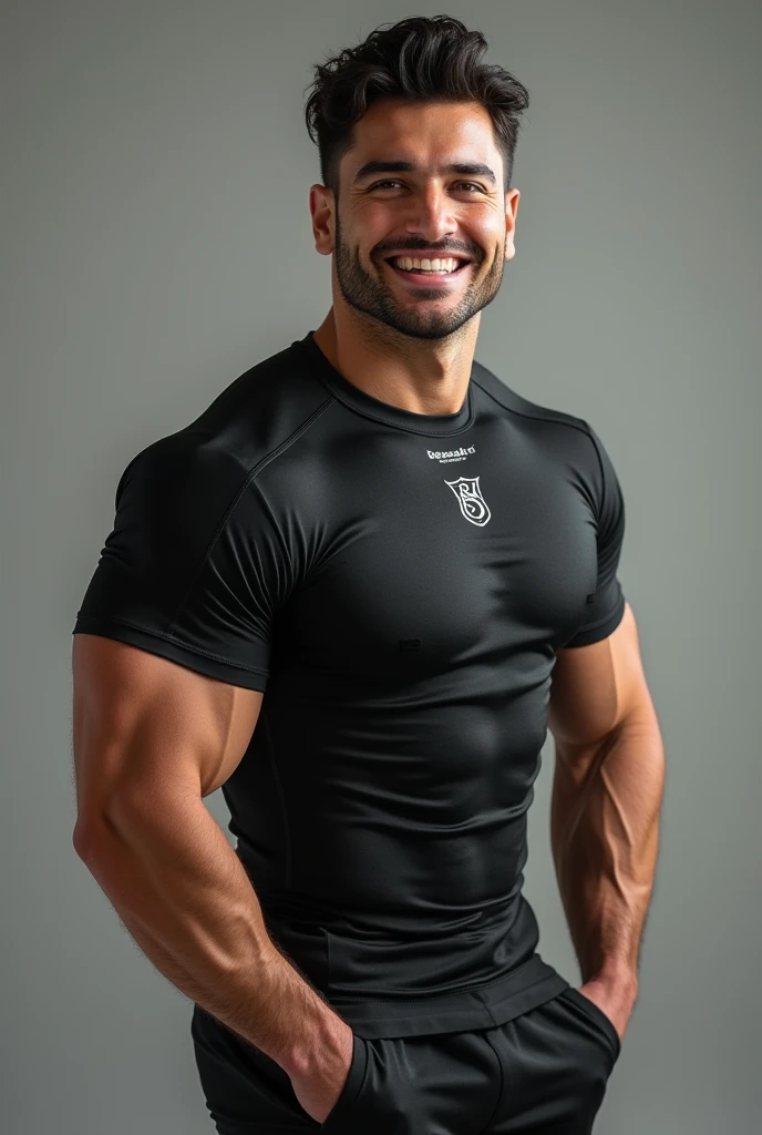 hombre musculoso salvaje, (40 year old daddy:1.1), 1 chico, Solo, (camisa de vestir negra), (hombros grandes), musculatura, rastrojos, barba corta, ojos bonitos:1.3, ), (cara detallada:1.3), Usando lentes, smiles, dynamic angle, volumetric lighting, (mejor calidad, A high resolution, fotorrealista), cinematic lighting, Obra maestra, foto cruda, detalles intrincados, hdr,