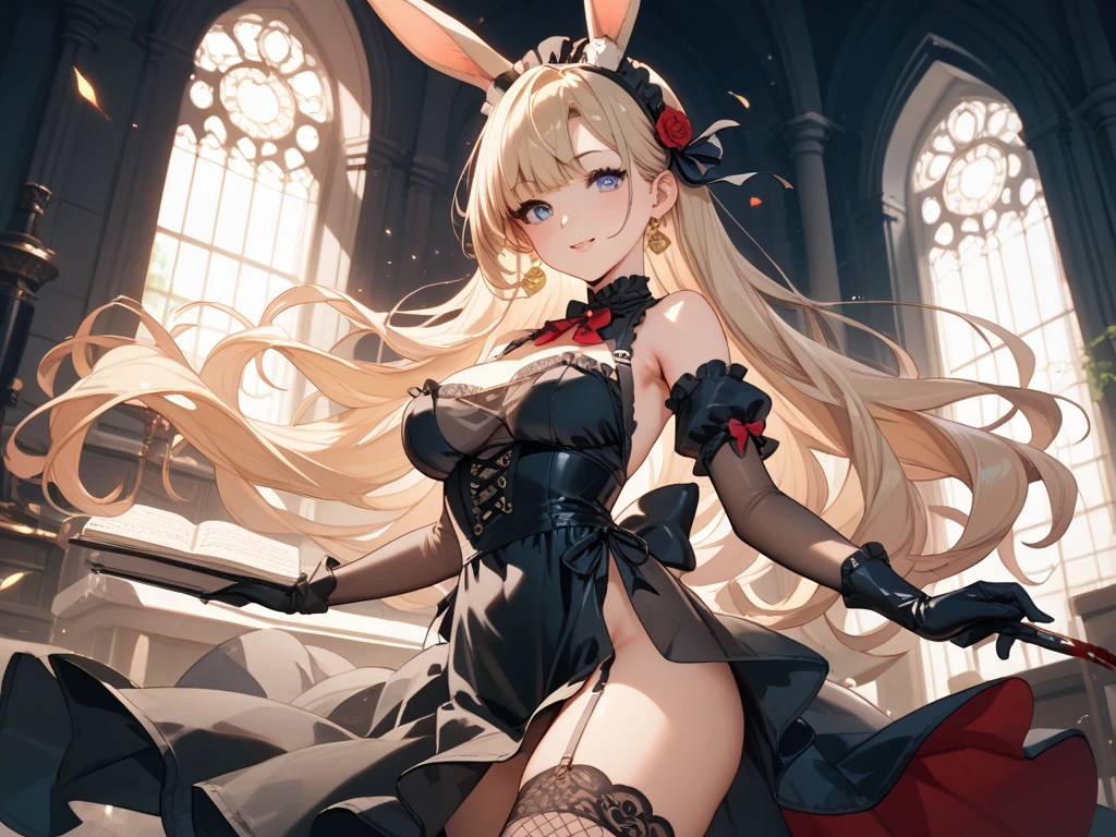 ((best quality)), ((masterpiece)), (detailed), 1girl, NSFW, small breasts, prominent collarbones, skinny arms, flat stomach, visible hip bones, long hair, (various hair colours red, white, blonde, dark), ponytail, thick ponytail, heavy ponytail, red and white clothing, Bloodborne inspired, occult aesthetic, occult, detailed and intricate steampunk and detailed gothic, NSFW Fluttering lace frilly petticoats, pleated petticoats