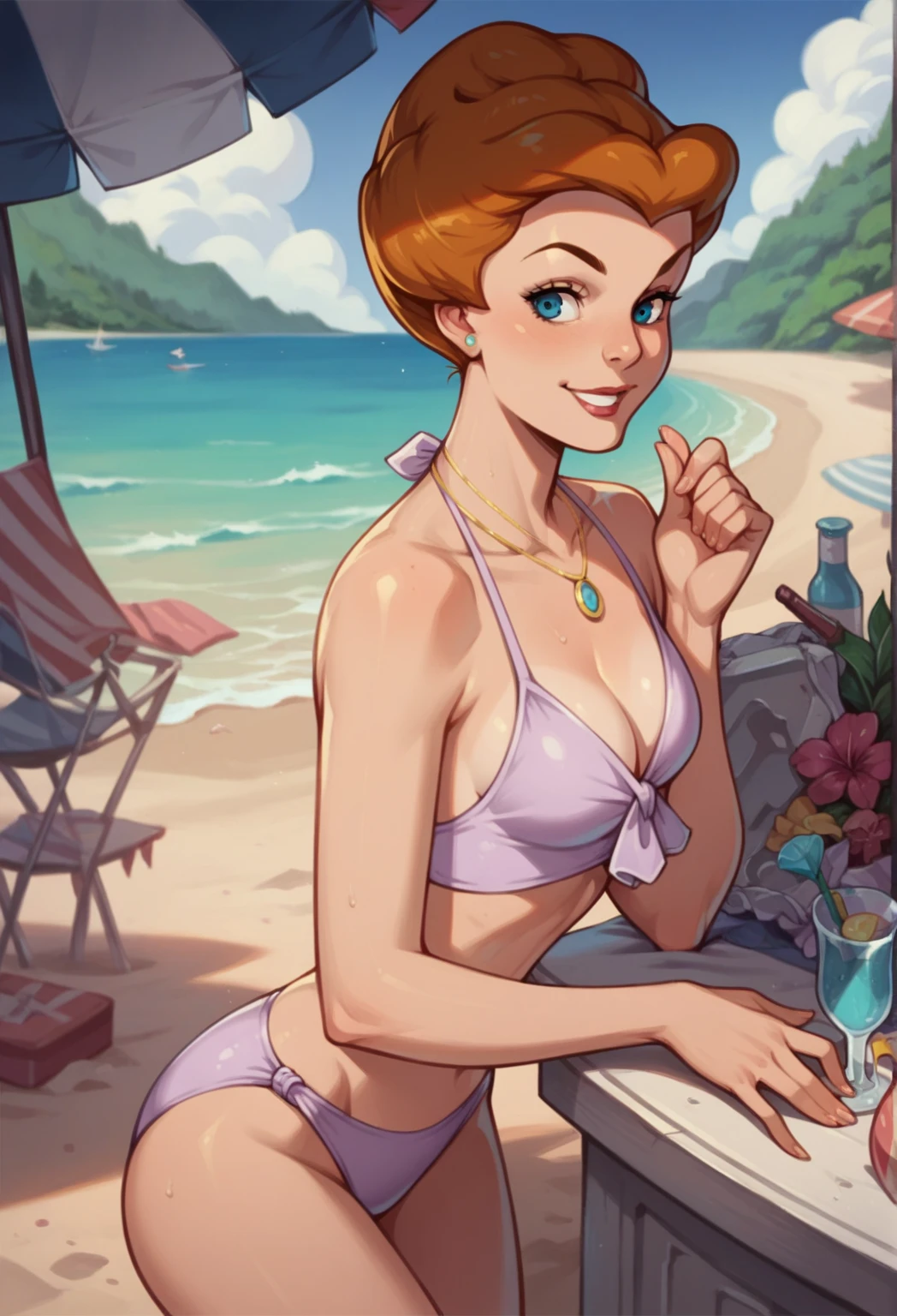 Concept: Summer Vibes
Background: A bright and airy aesthetic with pastel colors, tropical plants, and a sleek, modern backdrop.
Pose: [Girl 1] sits on a luxurious couch, leaning back with one arm behind her head, while [Girl 2] stands beside her, resting her hand on [Girl 1]'s shoulder. Both girls gaze into the camera with confident, sultry expressions.
Outfit: [Girl 1] wears a sleek, high-waisted bikini with a statement piece of jewelry, while [Girl 2] rocks a trendy, oversized hat and a matching swimsuit cover-up.
Style tips: Think glamorous, sun-kissed glow, and effortless, beachy waves.
Capture the essence of a sizzling summer afternoon, exuding friendship, beauty, and empowerment!