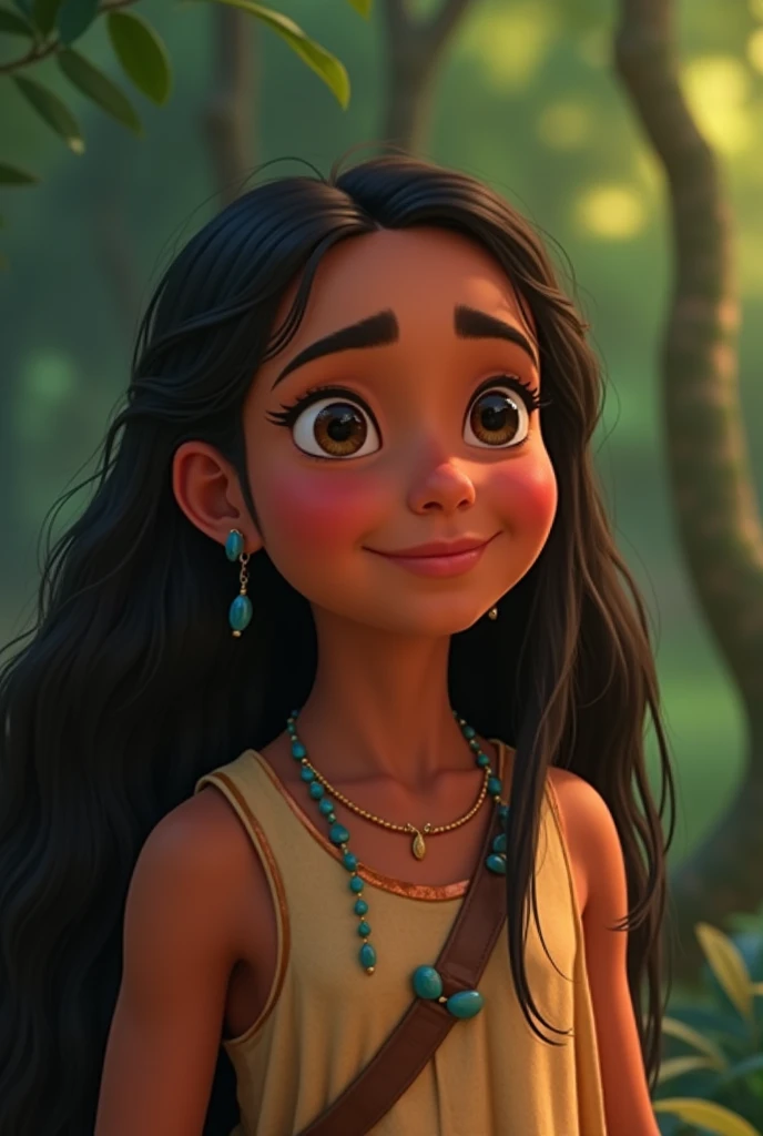 Dawn,black hair,green eyes,long hair,ponytail.,
necklace,dress,leaning forward,cleavage,
solo,standing,upper body,happy,
tropical forest,treehouse,
(insanely detailed, beautiful detailed face, masterpiece, best quality),<lora:Dawn-10TCv7:0.8>,