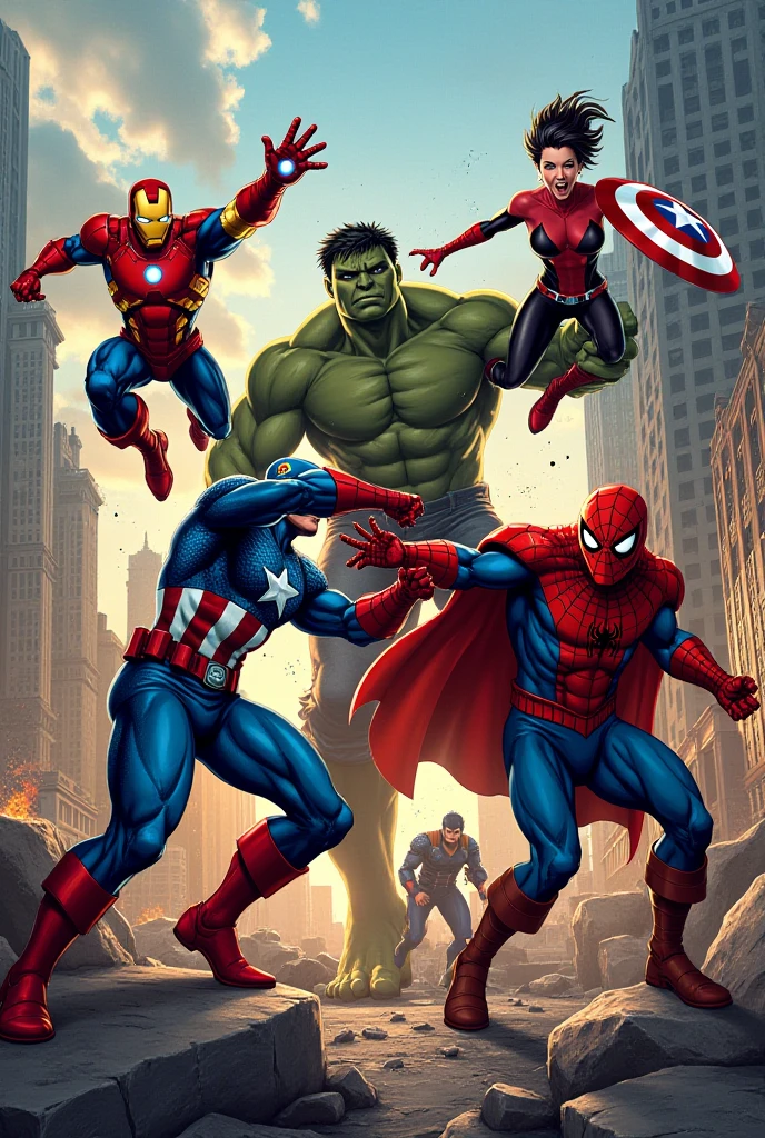 All Marvel superheroes mixed in, 8k quality