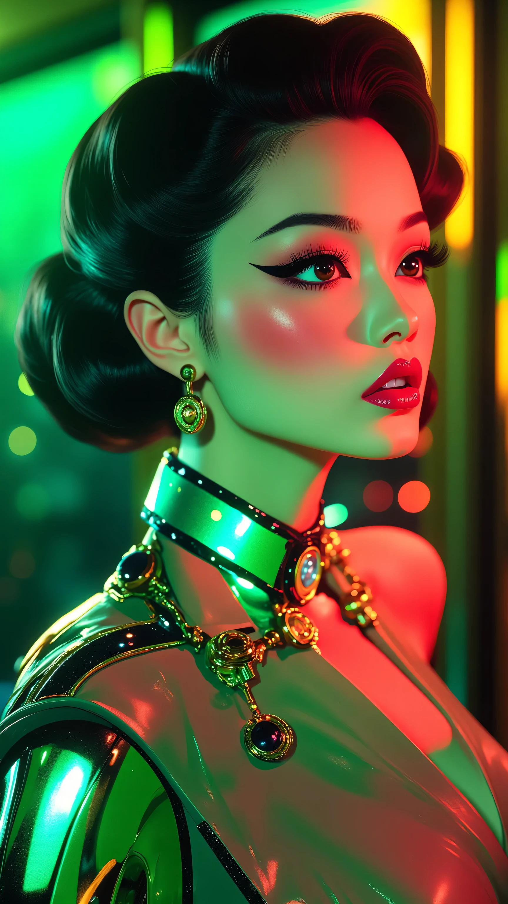 (masterwork:1.1), (photorealism:1.1), (1girl), sexy outfit, different hair, kneeling, facing the camera, (looking up to camera:1.2), instaport style, flushed, ((full body portrait)), alternative woman, (open mouth), (wearing sexy clothes:1.2), (necklace), detailed photograph, poster, high detailed, 8k, focus on lips, facing camera, 8k resolution, embarrassed, (perfect beautiful eyes), polished, HDR, 8k, sharp focus, focus on face, (flat chest:1.2), small breasts, dark eyeliner, lipstick, (in a crowded nightclub), at night, background neon lights, people in background, color photo, shallow depth of field, natural light, (perfect hands), perfect face, damp hair, serious eyes, contrast, textured skin, cold skin pores, gigapixel , feet visible, flawless face, lut, insane details,