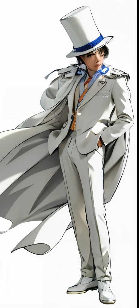1 japan boy, 17th aged, short hair, black hair, white suit, white coat, white hat, white shoes, at night, full body shoot, on the roof of the building, (8k, best quality, masterpiece:1.2), (realistic, photo-realistic:1.4), (RAW photo), octane render, complex 3d render ultra detailed of a beautiful porcelain profile woman, studio soft light, rim light, vibrant details, ultra-detailed, realistic skin texture, detail face, beautiful detailed eyes, Fujifilm, Depth of Field, extremely detailed CG unity 8k wallpaper, makeup, black lightning, intricate headdress