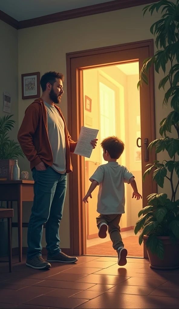 one male. Sitting in the hallway waiting desperately on his phone for someone to call him. Pendant ce temps, sa fille de 3ans joue avec son fils de 7 ans autour de lui.