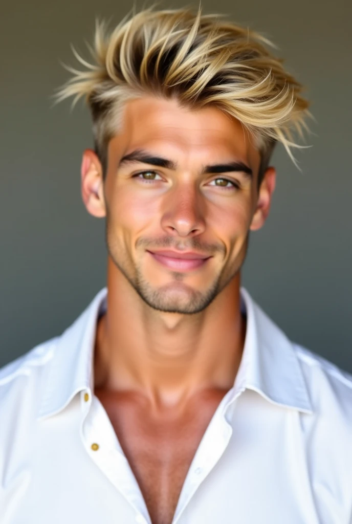 Young American boy in a white tank top smiling and looking at the camera, Blonde and attractive features, Homem magro com pele bronzeada clara, macho atraente, Jovem com rosto bonito, jovem atraente, cara loiro, jovem bonito, homem loiro, retrato do jovem bonito, bonito rosto atraente, Macho sorridente, jovem bonito, jovem bonito, modelo masculino, Colton Hayes 8k