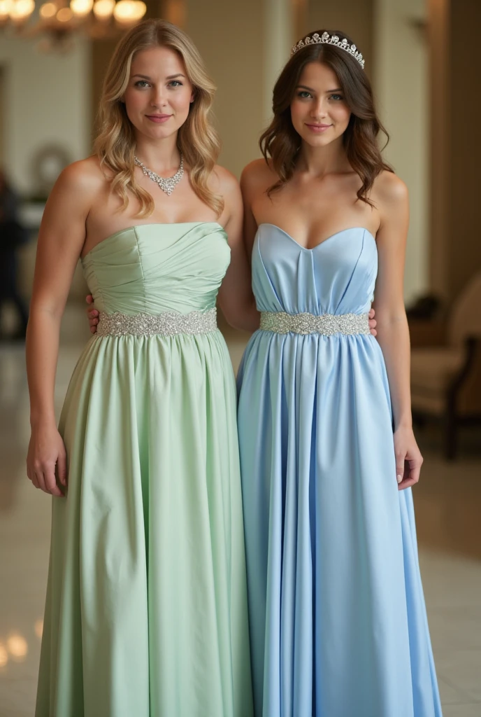 4 bridesmaids wearing modern mint green dress