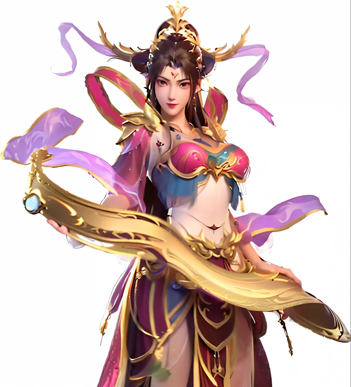 a close up of a woman in a costume with a sword, ne zha from smite, full body xianxia, alexstrasza, bian lian, a beautiful fantasy empress, yun ling, heise jinyao, xianxia hero, inspired by Ju Lian, samira from league of legends, sorceress, female mage, inspired by Pu Hua，Holding a scroll in hand