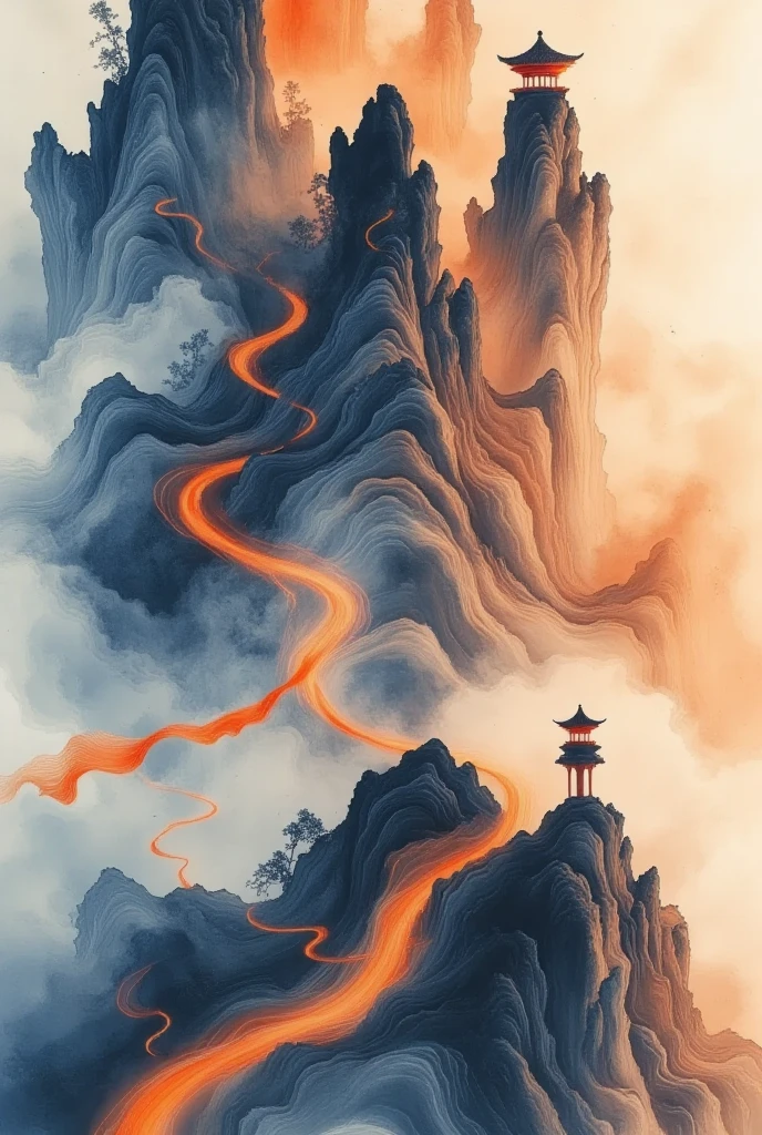 ( masterpiece,  best quality :1.2), 1 Girl,  unique ，  Distant Backdrop  ，  With Your Back to the Audience ，Hanfu，  Ribbon Floating in the Air  ， Fluttering Ribbon ，Strong wind，Blowsleeve  ， Blue and Orange ， minimalism ，Hand-drawn，artistic conception high mountain，canyon， Long Road ， Smooth Lines ，  Gold Plated Line  ，ink，bloom，artistic conception