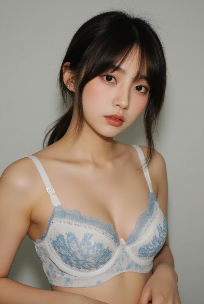 A gorgeous healthy japanese girl with slim body wearing thin see-through lingerie, masterpiece, highest quality, best quality, highly detailed, ultra realistic, detailed face, perfect face, 