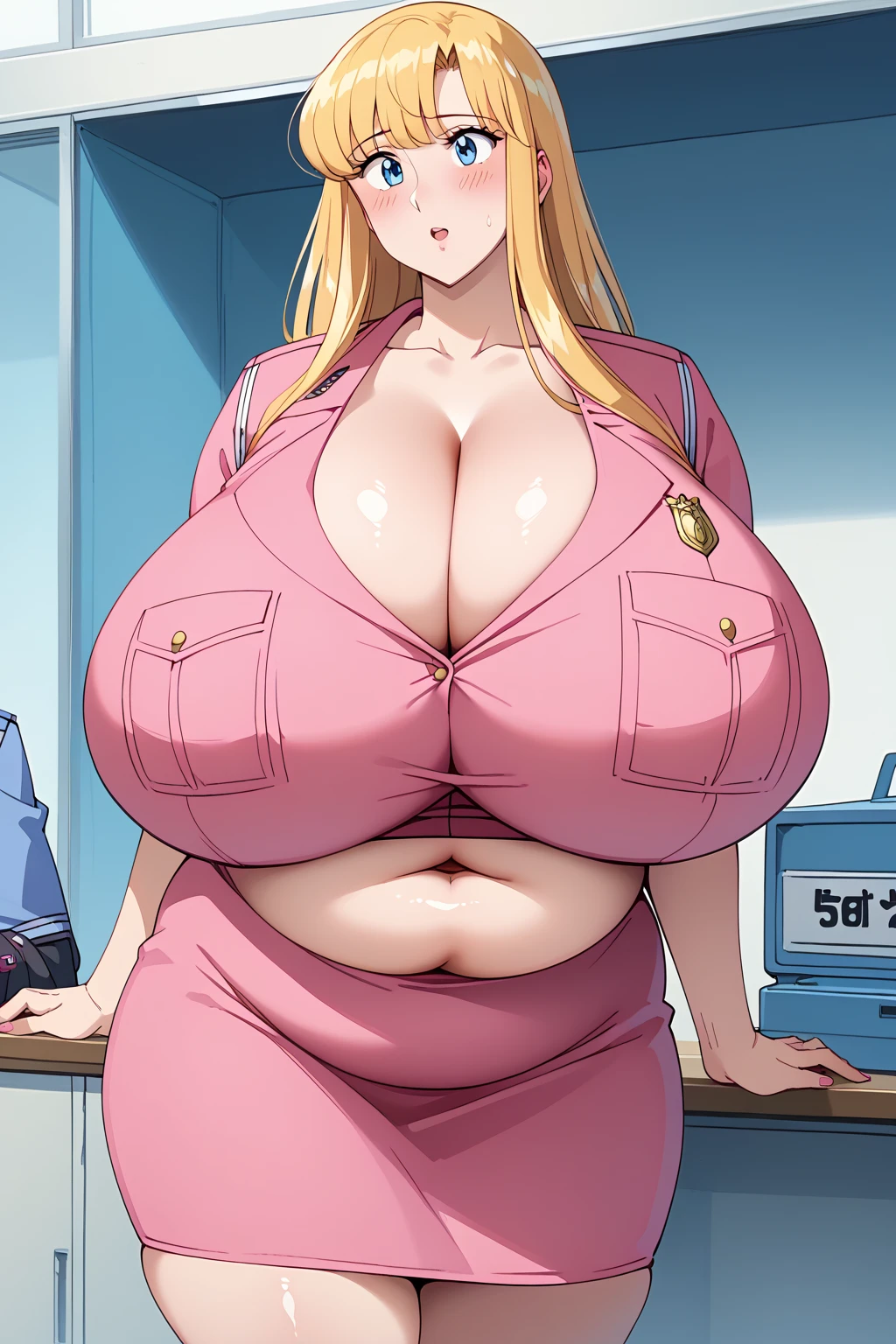 (masterpiece, best quality, high resolution: 1.4, NSFW:1.2), 1girl, woman, star butterfly, horn tiara, covering with hand, looking at viewer, ((chubby)), (plump), ((topless)), underwear, in public, embarrassed, walking in public, embarrassed, people looking at her, cheeks pink with embarrassment, tears in her eyes, pink micro bikini, hands holding breasts, huge breasts, loose breasts, blue eyes, exhibitionist, pink bikini