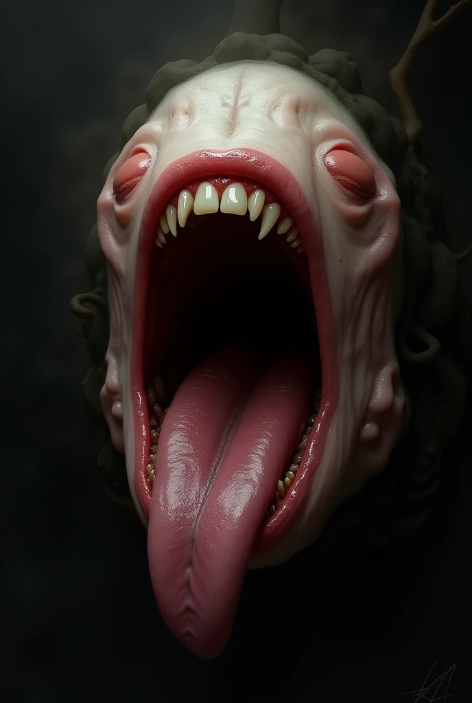 a humanoid squid Lickitung hybrid creature
highly detailed mid shot portrait photo
