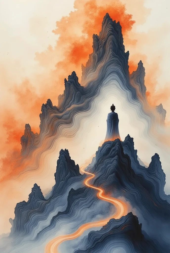 A painting of a woman standing on a mountain with the sky in the background,  This is an ultra-detailed painting inspired by Victo Ngai, tumblr, metaphysical painting, Wei Weide! Silent color , Wei Weide style, Wei Weide and surrealism, botticelli and Wei Weide, Wei Weide. unreal engine