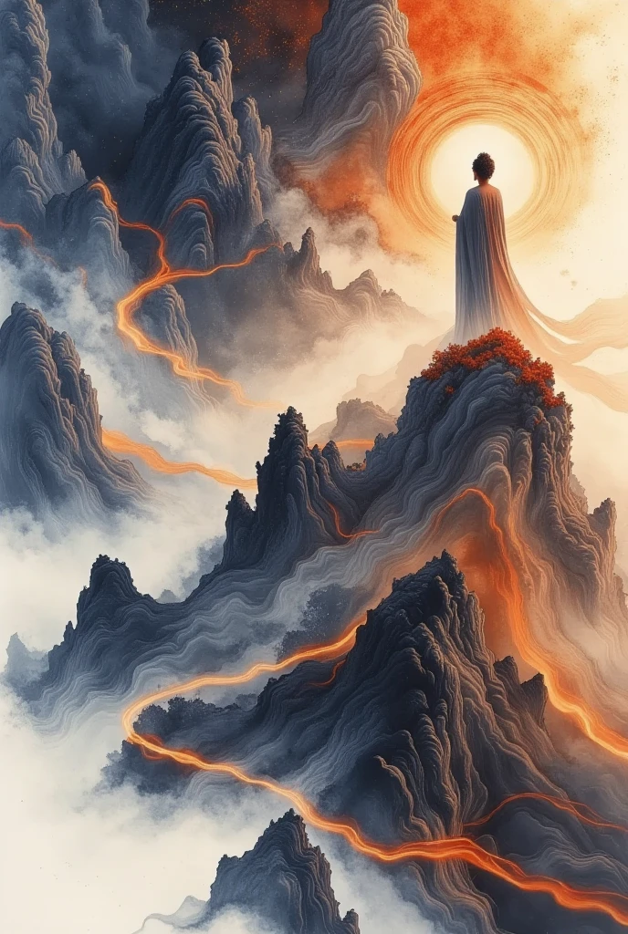  A beautiful woman standing on a cliff looking up at the stars, （ Exquisite silhouette）， surrounded by a vortex of cosmic energy ， shrouded in a fantastic mist 。Figure in a flowing robe .，Elegant，Light， merging with the flow of heaven and earth 。 The sky is dark purple and blue tapestry ，星Light点缀， The landscape below suggests soft 、Rolling mountains，星Light灿烂,  fantastic numbers , Ethereal精华, Unreal fantasy,  ethereal beauty ,  digital art fantasy , beautiful fantasy painting,  exquisite fantasy art , Stunning fantasy art, Inspired by  Cyril Rolando  ( Cyril Rolando ),  fantasy art style ,  gently swirling magical energy ,  fantasy numbers ,  fantasy numbers 艺术, Ethereal, of Unreal fantasy，Artistic Beauty ，Gold Thread。Tracking Gold。
