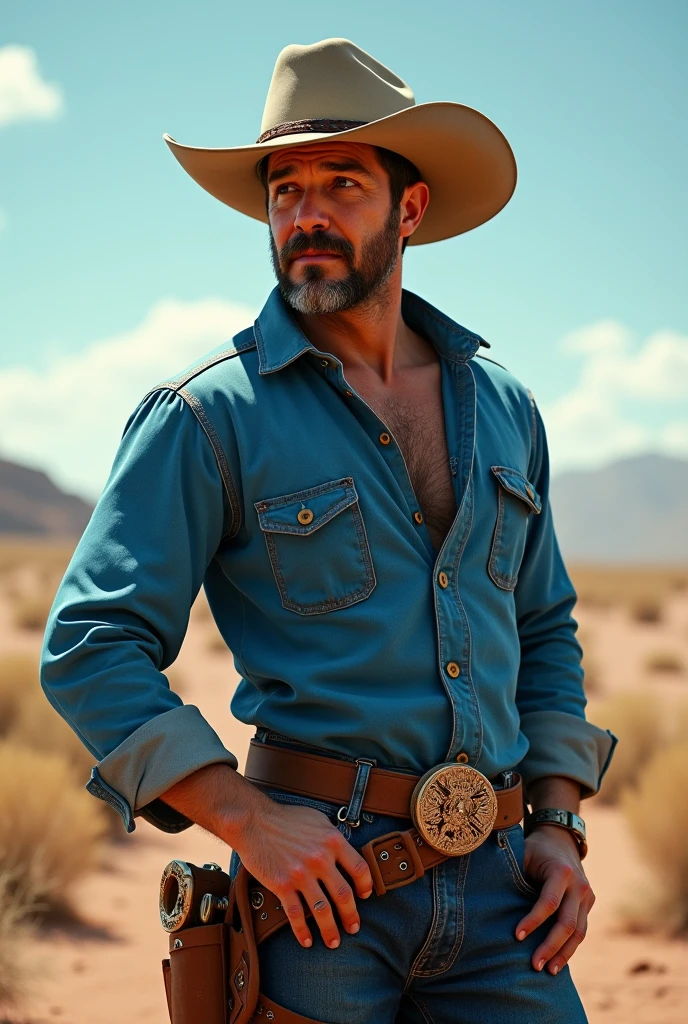 arafed man in a cowboy hat posing for a picture, cowboy portrait male, wearing cowboy hat, wearing a cowboy hat, cowboy portrait, tarot card of a shirtless cowboy, cowboy shot, of a shirtless, portrait of a cowboy, texas, photo still, chad, lance, george strait, cowboy, shirtless, anton, glamour shot, thin young male, brandon