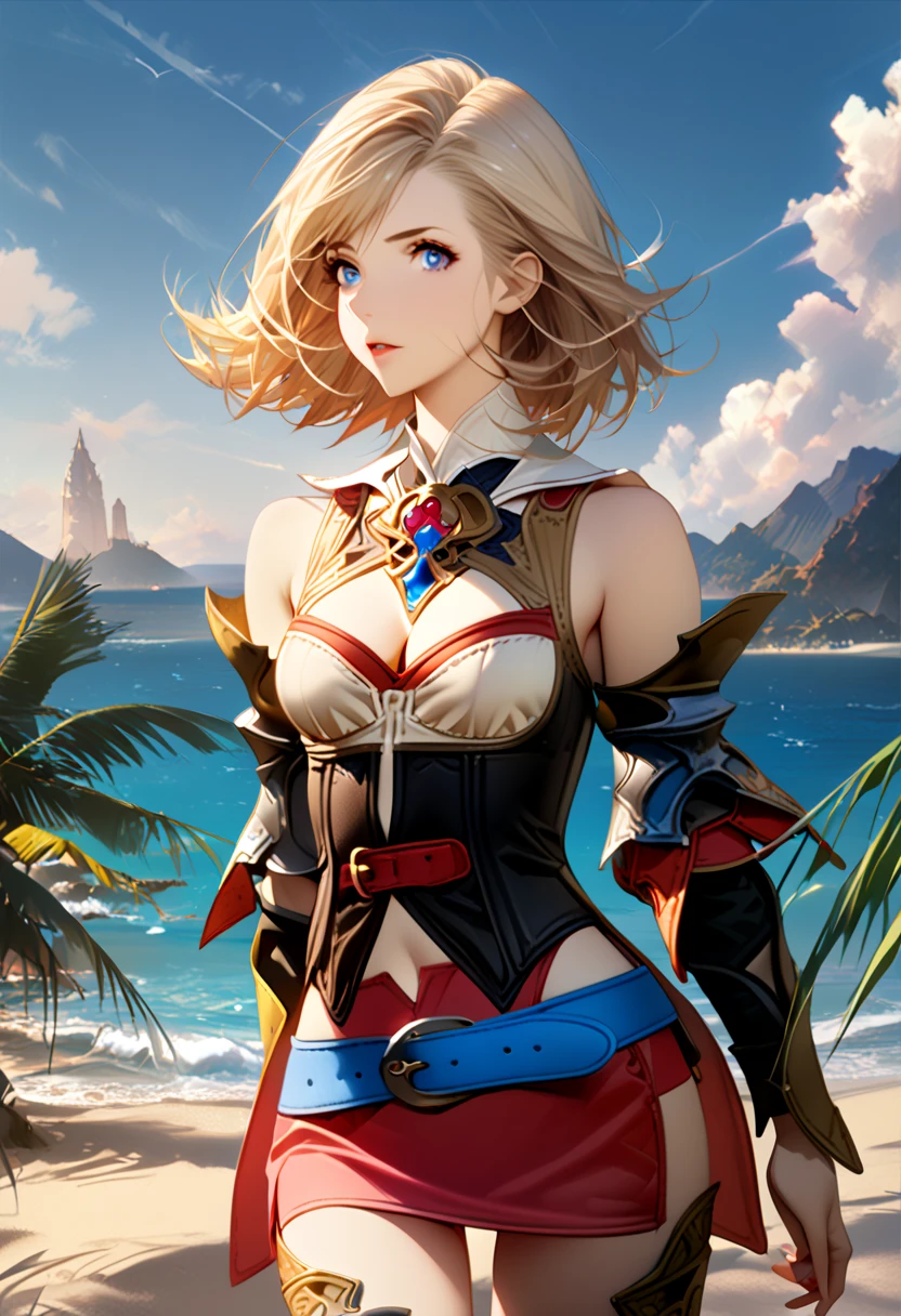1girl,Beautiful,Magic Style,best quality,masterpiece,(rainbow-candy:0.8),(Half-body:1.3),Ocean,Cool Tone,low saturation,