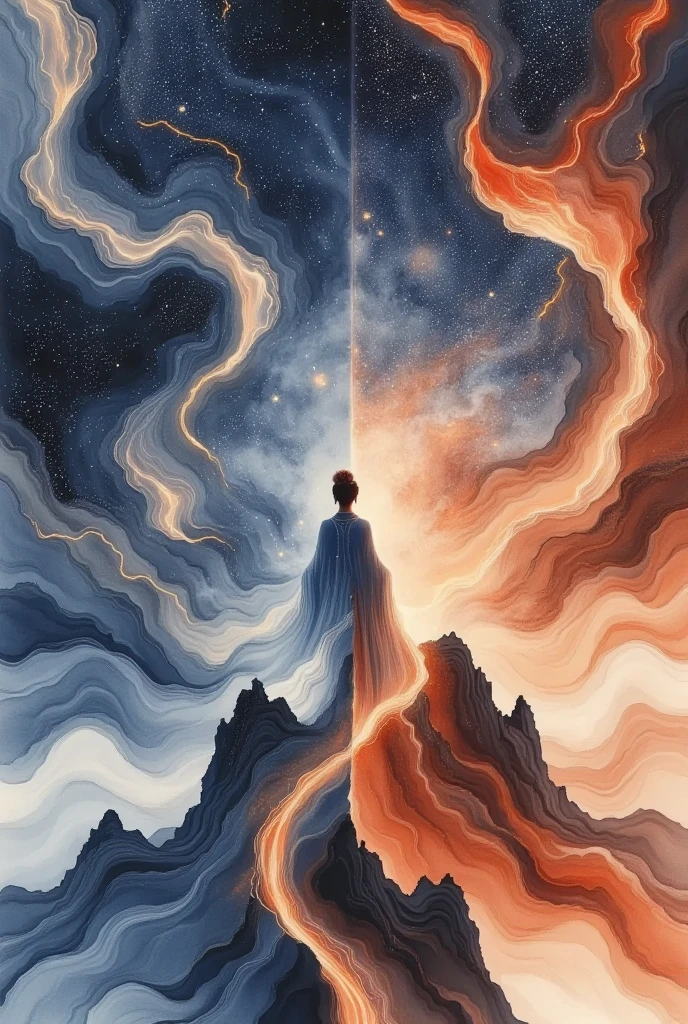  A beautiful woman standing on a cliff looking up at the stars, （ Exquisite silhouette）， surrounded by a vortex of cosmic energy ， shrouded in a fantastic mist 。Figure in a flowing robe .，Elegant，Light， merging with the flow of heaven and earth 。 The sky is dark purple and blue tapestry ，星Light点缀， The landscape below suggests soft 、Rolling mountains，星Light灿烂,  fantastic numbers , Ethereal精华, Unreal fantasy,  ethereal beauty ,  digital art fantasy , beautiful fantasy painting,  exquisite fantasy art , Stunning fantasy art, Inspired by  Cyril Rolando  ( Cyril Rolando ),  fantasy art style ,  gently swirling magical energy ,  fantasy numbers ,  fantasy numbers 艺术, Ethereal, of Unreal fantasy，Artistic Beauty ，Gold Thread。Tracking Gold。
