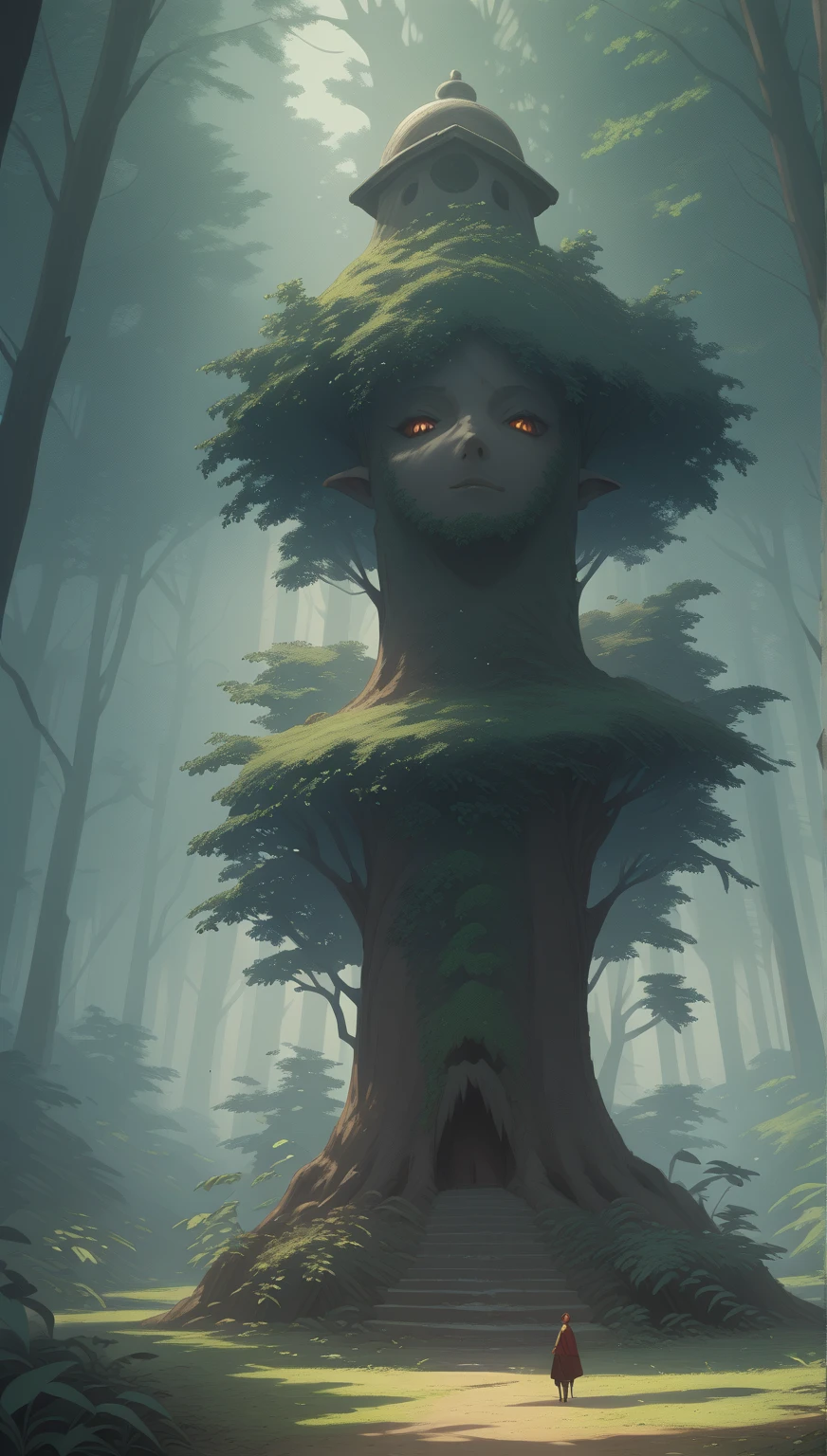 A cursed statue deep in the forest,The Cursed Statue in the Deep Forest,The Curse of the Man,