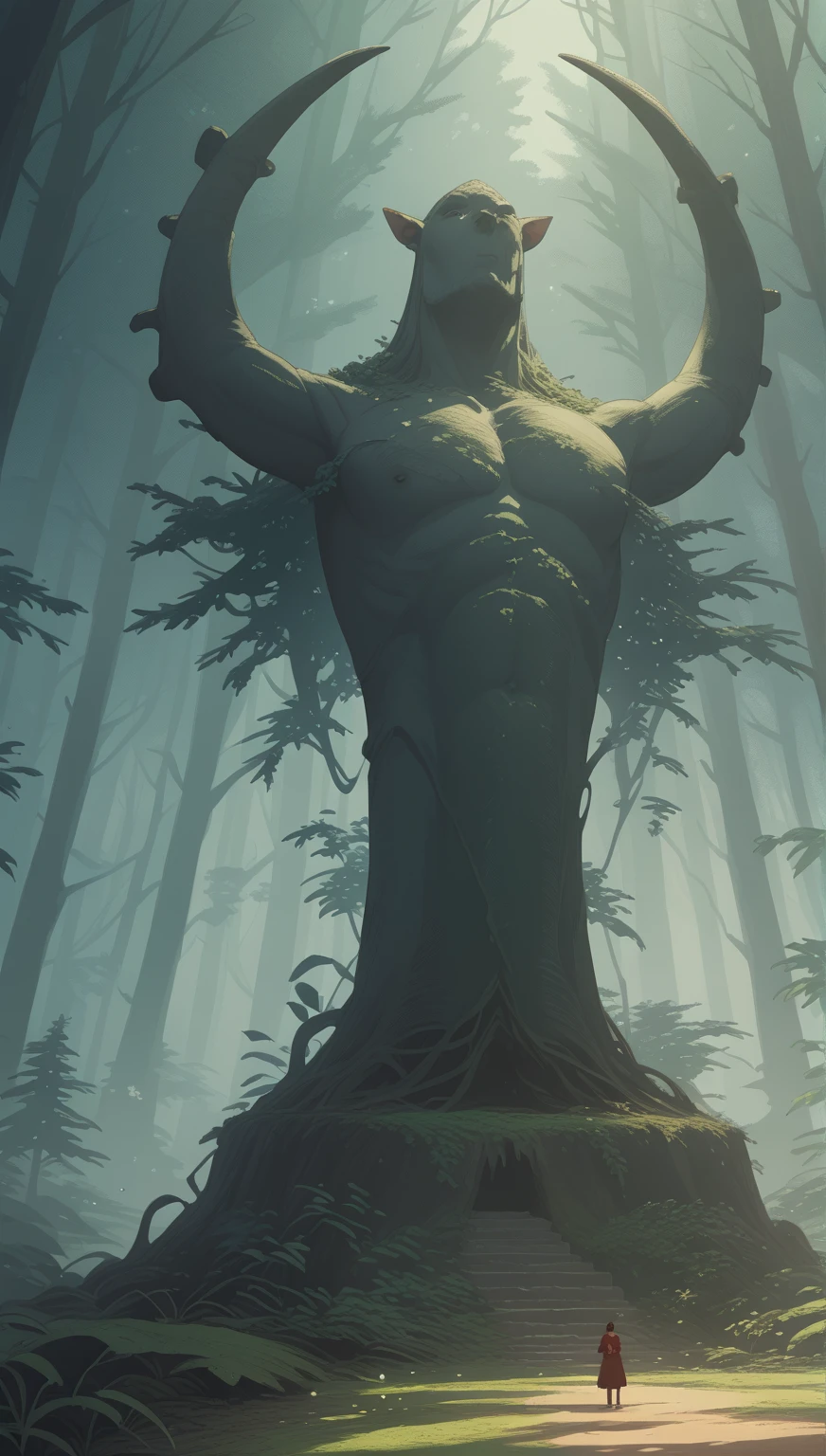 A cursed statue deep in the forest,The Cursed Statue in the Deep Forest,The Curse of the Man,