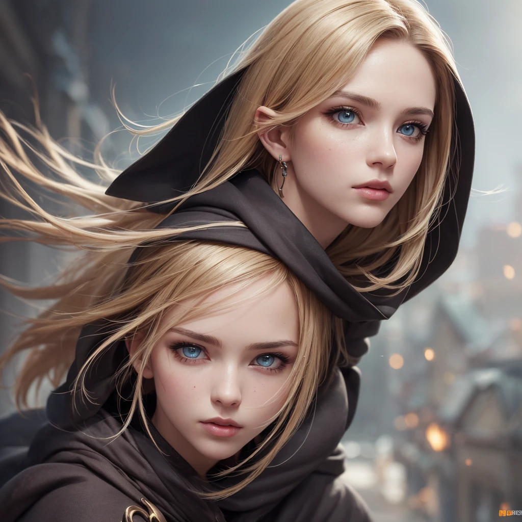 RUSSIAN CHILD GIRL WITH 10 YEARS OLD WITH STRAIGHT LONG HAIR BLONDE, PORTRAIT STYLE, A HOODED CLOSEUP HOLDING A LIGHTNING BOLT, Sidious, Portrait, as a Sith Lord, Sith Lord, Sith, from Star Wars Legends, WW 1 Sith Sorcerer, The Force, profile picture 1024px, wearing black Sith robes