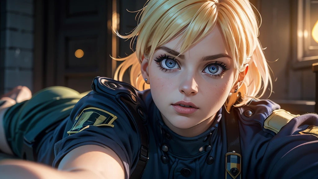 beautiful detailed eyes, beautiful detailed lips, extremely detailed eyes and face, long eyelashes, 1girl, young female police officer, Seras Victoria, Hellsing Ultimate, laying down, shooting 20 mm sniper cannon, military uniform, realistic, photorealistic, photo-realistic:1.37, (best quality,4k,8k,highres,masterpiece:1.2),ultra-detailed,(realistic,photorealistic,photo-realistic:1.37),HDR,UHD,studio lighting,ultra-fine painting,sharp focus,physically-based rendering,extreme detail description,professional,vivid colors,bokeh,dark,gritty