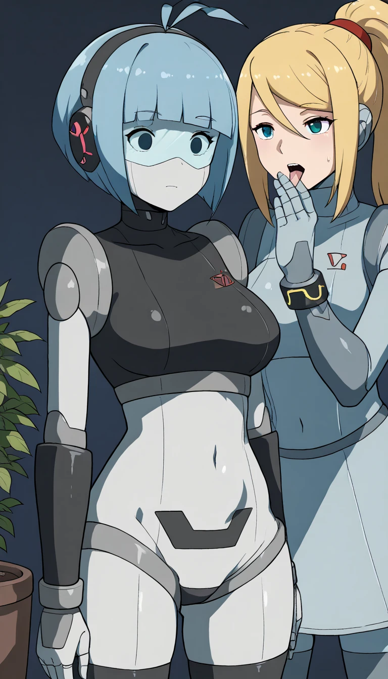 score_9, score_8_up, score_7_up, score_6_up, score_5_up, score_4_up, (source_anime), 2girls, neon genesis evangellion, ((asuka langley soryu, small breasts, {sucking breasts})), (( rei ayanami, small breasts, big Thighs)), yuri, Technological place, breast sucking, far, full body, in public