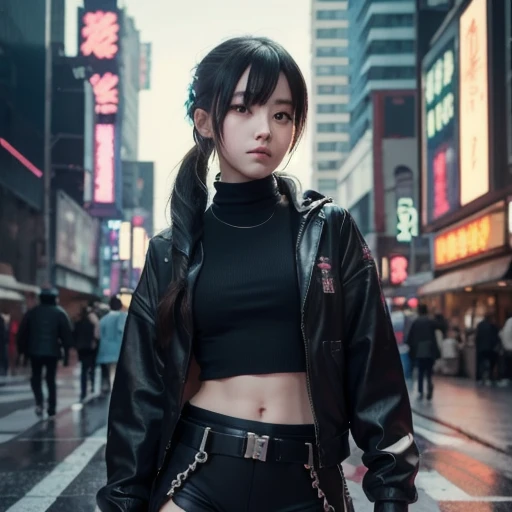 a woman in a short skirt and headphones posing for a picture, cyborg girl, Cyborg - girl, oppai cyberpunk, beutiful girl cyborg, female cyberpunk anime girl, cute cyborg girl, cyberpunk anime girl, beautiful white girl cyborg, perfect anime cyborg woman, cyberpunk 2 0 y. o model girl, perfect android girl, cyberpunk beautiful girl, cyberpunk girl, german cyborg