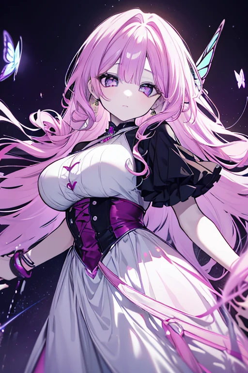 a young girl, cat girl, long pink hair, purple eyes, long cat ears, large and long pink tail, beautiful detailed eyes, soft lighting, warm color palette, cinematic composition, dramatic lighting, , professional, physically-based rendering, sharp focus, vivid colors, Queen's outfit