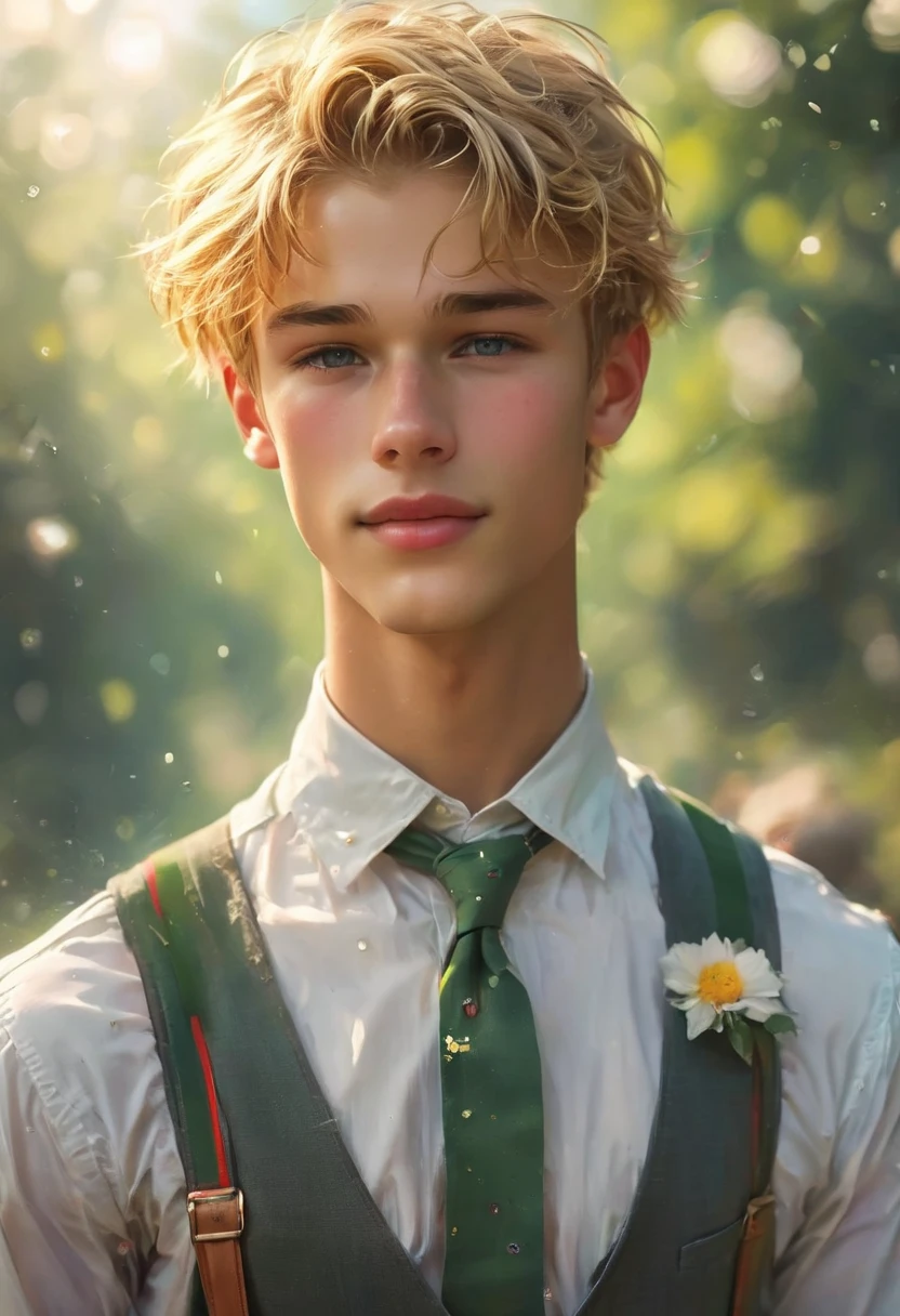 (a cute boy:1.1,posing nude:1.1,photorealistic:1.37), (best quality,4k,8k,highres,masterpiece:1.2), reaching to thecamera, giving you a bouquet, train conductor uniform, smiling blond boy, blond justin bieber hair fringe, long fringe, side ringe hair, ultra-detailed, realistic:1.37,backpack,gentle smile,, suspenders, ripped shirt, soaking wet shirt, professional, vivid colors, bokeh, sharp focus, physically-based rendering, young, slim, slender, -like, penis, studio lighting, lush greenery, playful expression, innocent eyes, freckles, soft skin, gentle sunlight, morning dew, subtle shadows, warm color palette
