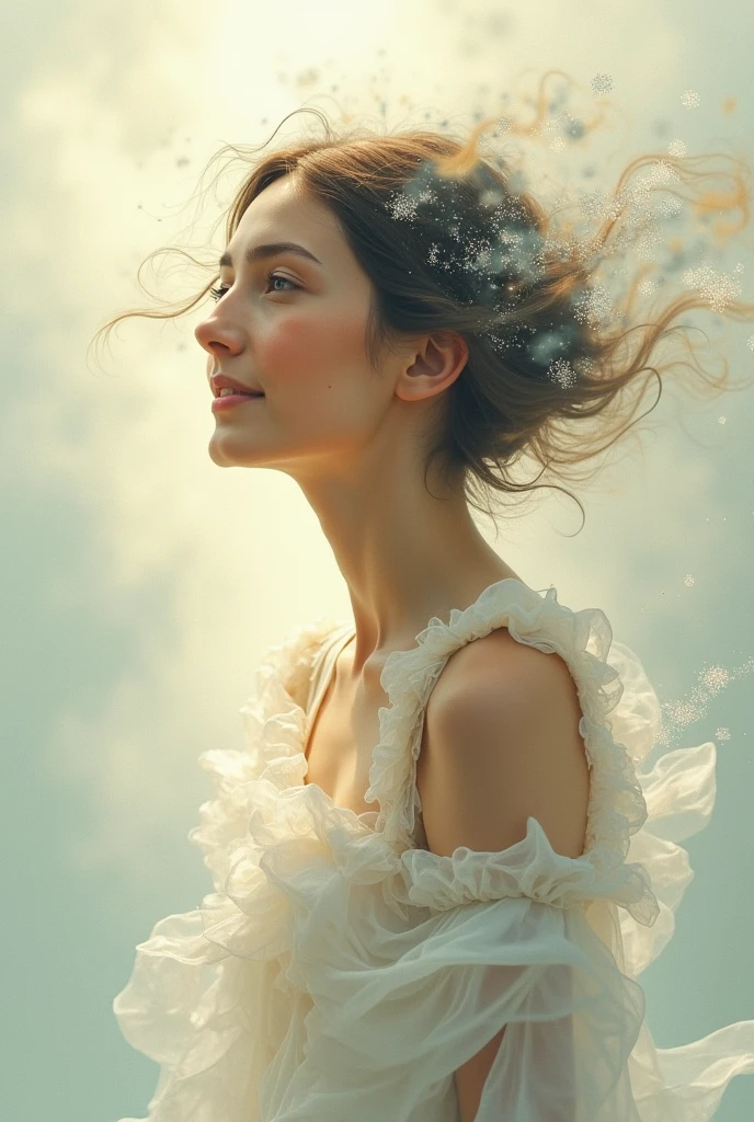 Make an image for this phrase :"Happiness is not a treasure that can be found , but, like the wind, it can caress us at any time and then fade away."