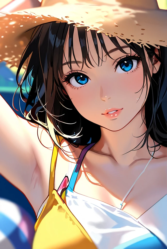 Bikini beauty,There are water droplets on the body,Wet hair,Skin whitening