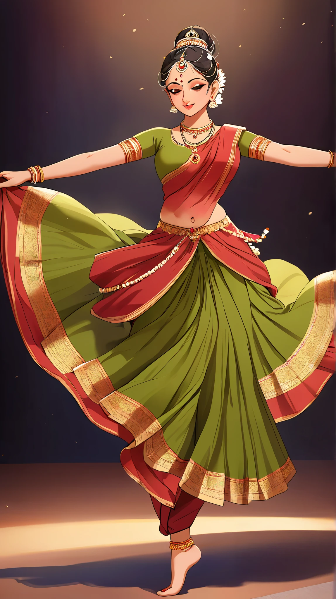 Indian woman traditional dancing Bharatnatyam.