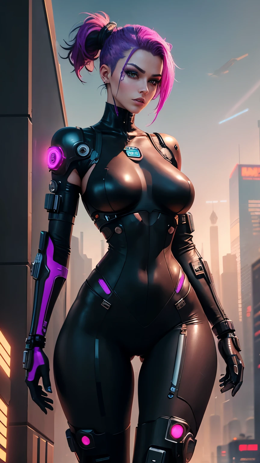 une fille vêtue d'une tenue noire avec des talons, Robot assassin dominatrice, cyberpunk en colère magnifique déesse, séduisant cyberpunk dark fantasy, cyberpunk femme fatale, assassin cyberpunk, [ tendance sur CGSociety ]!!, cyberpunk féminin anime girl, cyberpunk féminin, Inspiré par Masamune Shirow, fille cyberpunk, Cyberpunk 2 0 ans. Ô fille modèle, ultra sexy, gros seins, hanche large, beau cul, cheveux rose, yeux rouge