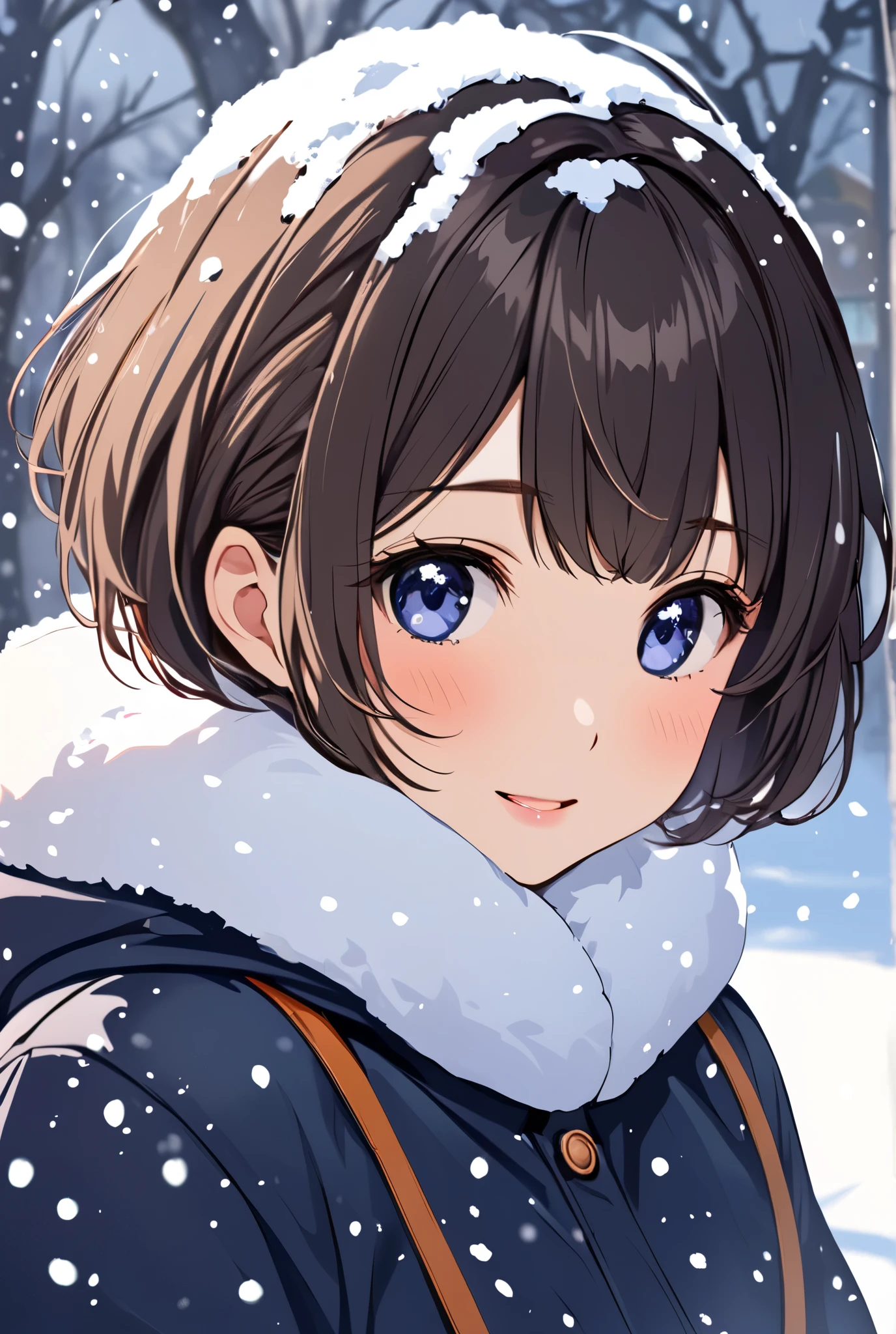  girl in the snow 、Cute Short Hair