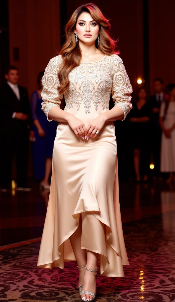 <lora:HannahG:1>, (full body shot:0.7), realistic photo of a woman, brown eyes, long hair, (masterpiece:1.0), (best quality:1.0), (intricate details), flash photography