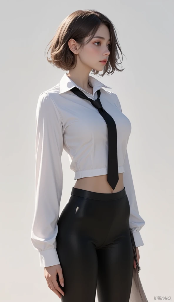 (30 year old woman:1.1), ([chinese::American]:0.5), (medium breasts:1.2), (bangs, short_hair, brown hair, two buns, small locks), white & black sailor uniform, half sleeve, mini skirt, black skirt, stockings, slender body, large pelvis, navel peak, narrow waist, skinny, groin Masterpieces, high quality, ultra-resolution, high_res, HDR, uhd, 8k resolution, best quality