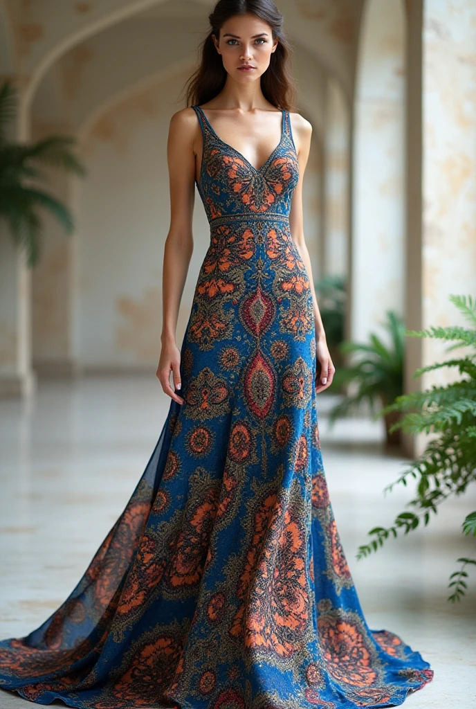 Make me a dress design with the coat of arms of Nicaragua