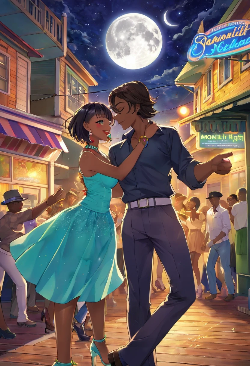 Hdr, masterpiece,4K, ray tracing, best quality, 1boy, 1girl, steven quartz universe, connie maheswaran, face to face,enamored couple, passionate sensuality, nightclub background, erotic dancing, couple focused, couple dancing together, highly-detailed animation, beautiful aesthetic, detailed smooth textures, motion lines, incredible absurdres, sharp gradients, deep highlights, unreal engine, incredibly detailed, dynamic lighting, carnality,
dynamic perspective, dynamism, brilliant shading, sensual shadowing, sensuous atmosphere, intricate fabric details, amazing skin, perfect hands, perfect, perfect eyes, steven quartz universe, age 23, fat man, handsome, wavy black hair, strongman waist, deep brown eyes, round face, urban masculine rave outfit, connie maheswaran, age 22, salacious rave girl, blue fire decal urban rave minidress, perfect square physique, beautiful detailed black eyes, flowing, shining, wavy black hair, toned, wide hips, firm chest, hypnotic hips, salaciously smiling, looking over shoulder