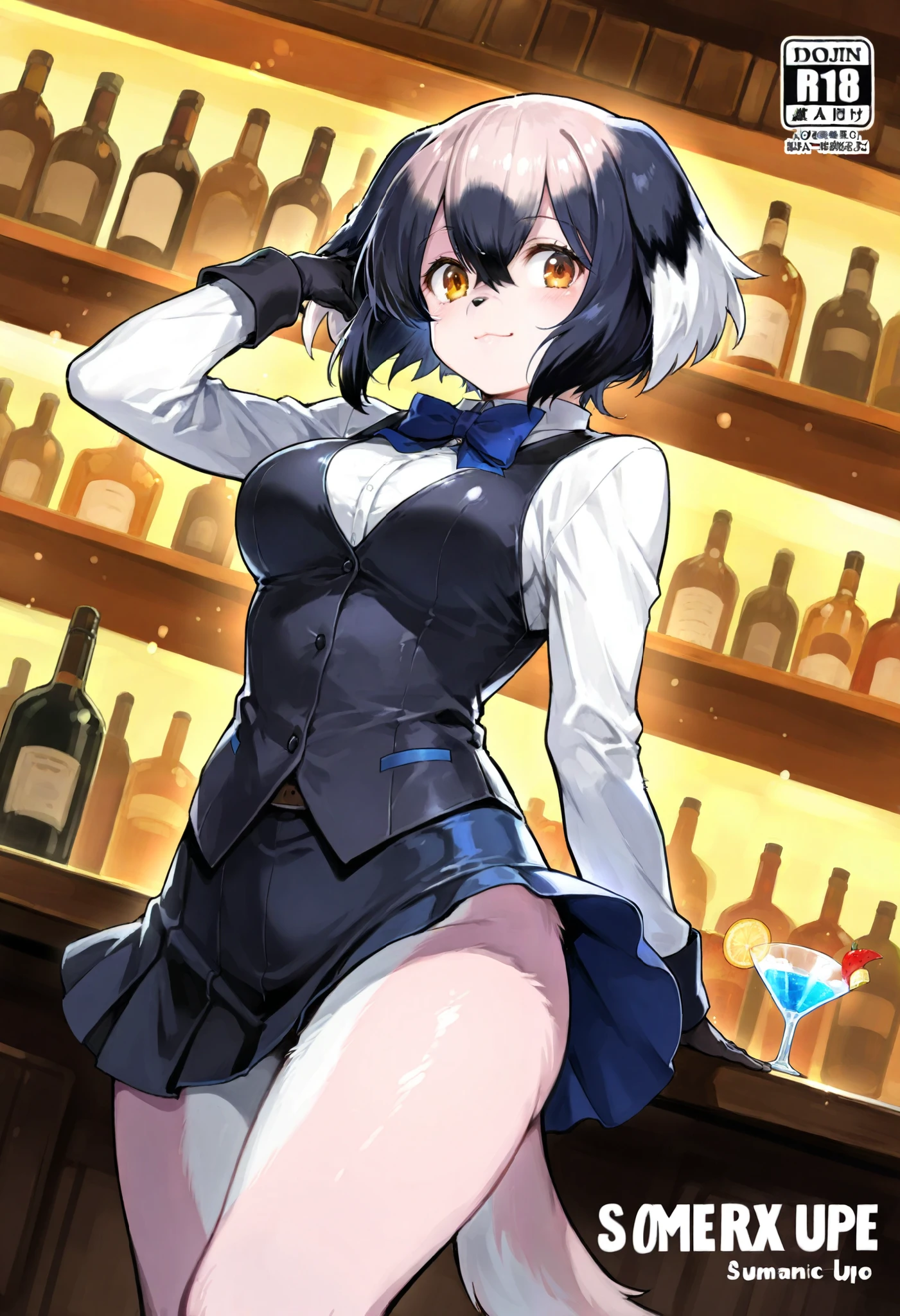 rating_safe, score_9, score_8_up, score_7_up, score_6_up, score_5_up, score_4_up, highres, source_furry, cover page, super high resolution, detailed background, bartender, bar, cocktail, absurdres(1girl, kemono, furry anthro)perfect anatomy, expression, good lighting, cinematic shadow, dynamic angle,