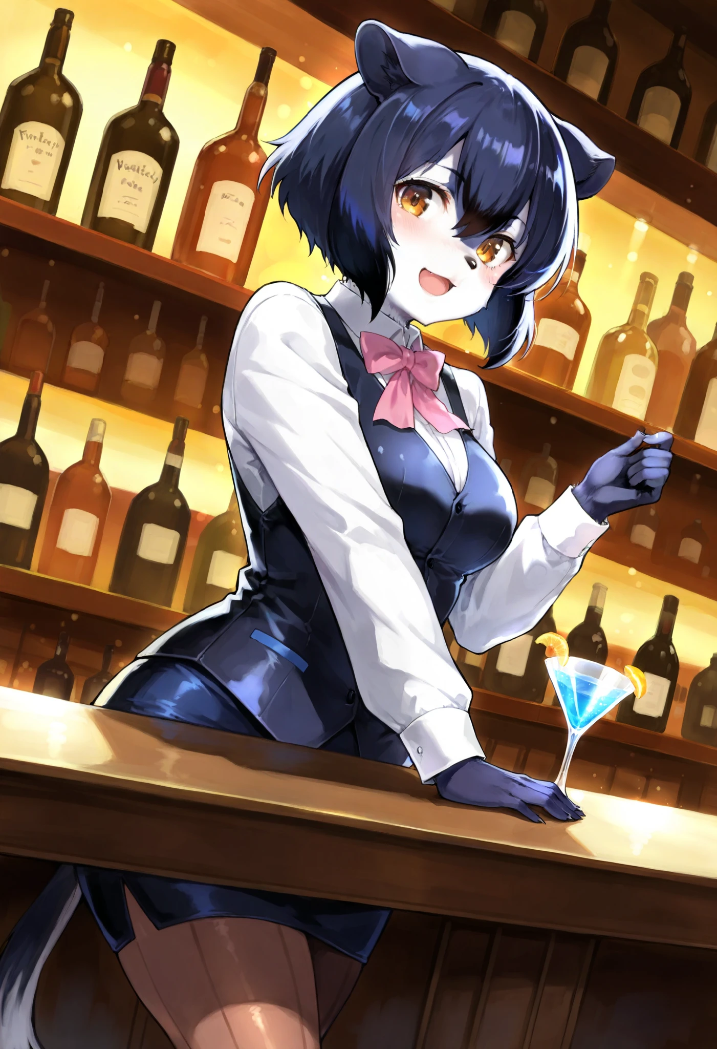 rating_safe, score_9, score_8_up, score_7_up, score_6_up, score_5_up, score_4_up, highres, source_furry, cover page, super high resolution, detailed background, bartender, bar, cocktail, absurdres(1girl, kemono, furry anthro)perfect anatomy, expression, good lighting, cinematic shadow, dynamic angle,