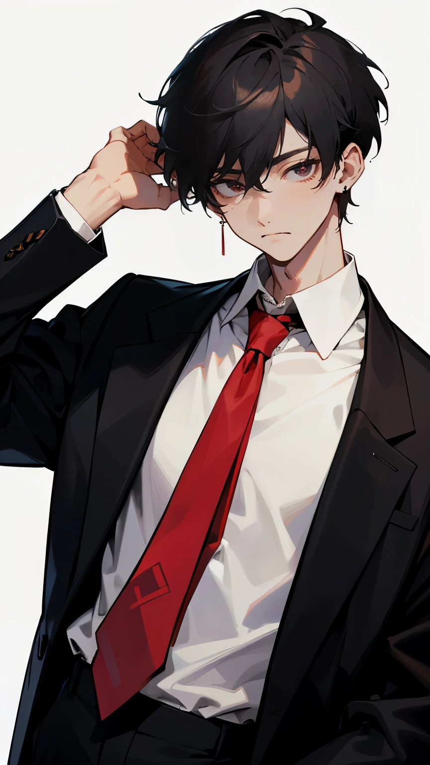 Anime man in a suit and tie with a red tie - SeaArt AI