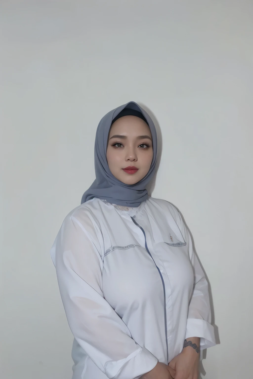 (Best quality, 8k, 32k, Masterpiece, UHD:1.2),Photo of Pretty Japanese hijab woman, large breasts, tight shirt, clean background, photo studios, fetish hijab, woman hijab sitting in a chair, digital art, gucci style, gucci clothes, album, official artwork, streetwear graphic design ,photo in studio, clean background, The Queen.