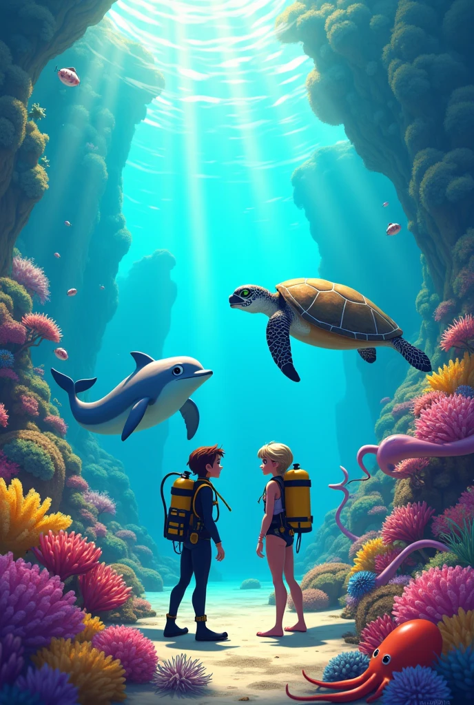 Tina and Tino in the sea world 