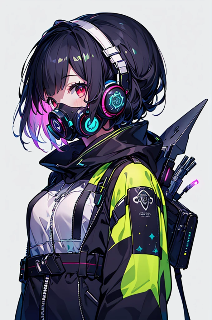 1girl,(((Highest quality、Masterpiece、Official Art、The best dynamic composition、Super detailed、Anime Style、cyber punk)))、profile、Face close-up、gas mask、Futuristic neon geometric background、(masterpiece, best quality, intricate, detailed, ornate, vibrant colors),,, (starry sky:1.3), upper body, long hair 1girl mechanical body, Science fiction box, 1 girl, simple background, standing, (satelite view:1.2), sunlight,dazzling,kantoku, 1girl, mecha_musume, black hair, red eyes, (charging cable is connected to her vagina), upright immovable, gray Science fiction box, in machine maintenance room, upper body, 1girl mechanical body, Science fiction box, (simple background: 1.5), 1 girl, simple background, standing, (satelite view:1.2), sunlight,dazzling,
