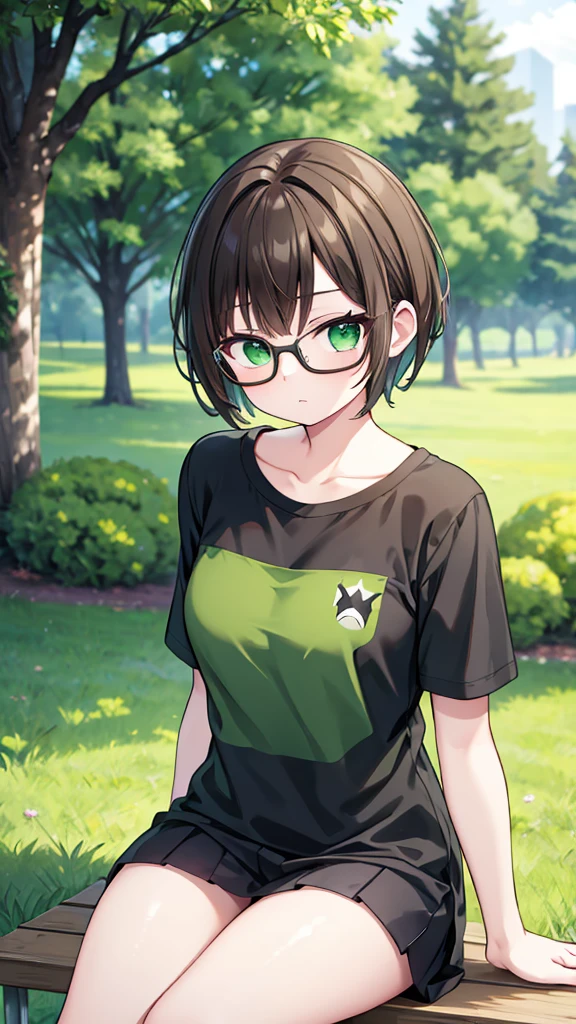 (((masterpiece,best quality))), outdoors, black shirt, jeans, KounoS, glasses, , cute , horny gym clothing