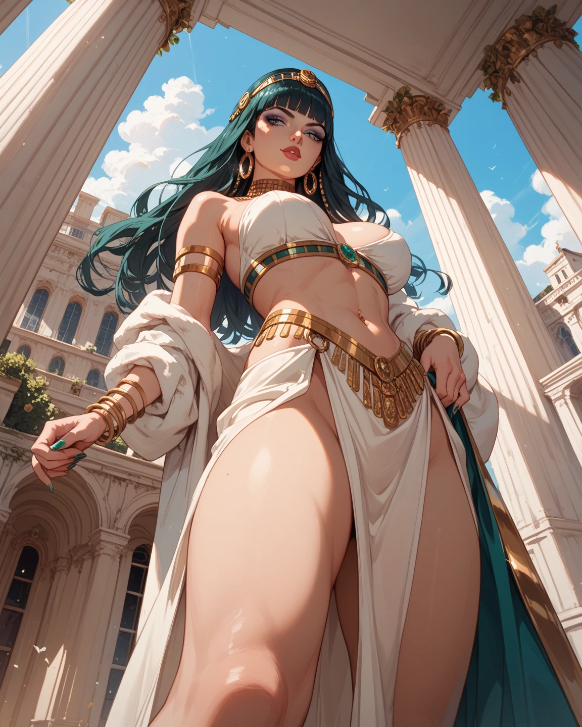 (masterpiece),(best quality),(ultra-detailed), 1girl, medusa, tranparent outfit, ancient greek architecture, full body