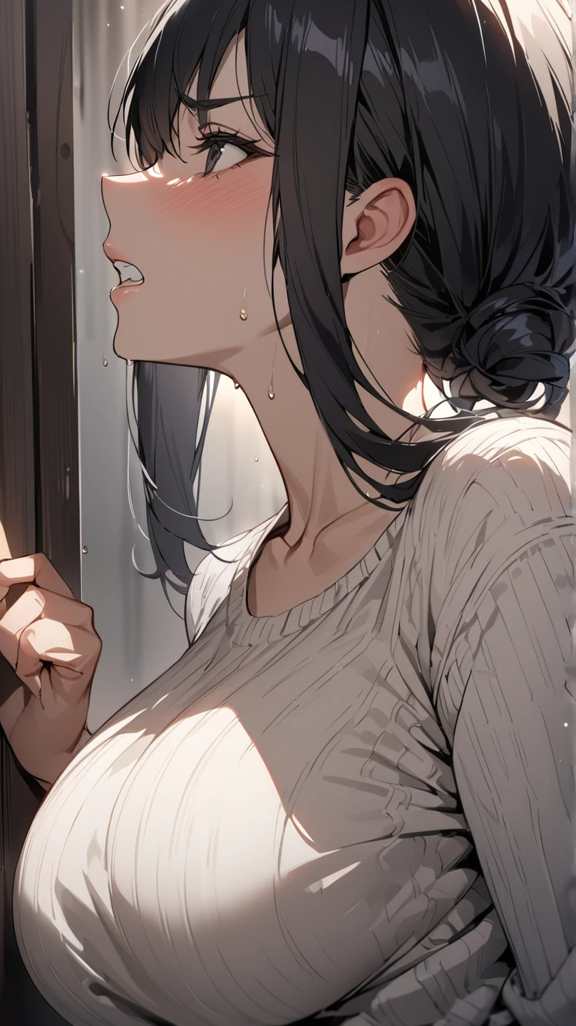 ((32 year old calm adult woman)),Adult beige clothes、The whole picture、One long black head of hair、Standing、at hotel's room、Eyes are brown、((Angry look))、Liquid dripping on the lower body、((Close your eyes and be patient)) ,Love juice,Forced orgasm,Squirt,Penetration ,Ecstasy、((Clothes are half wet))